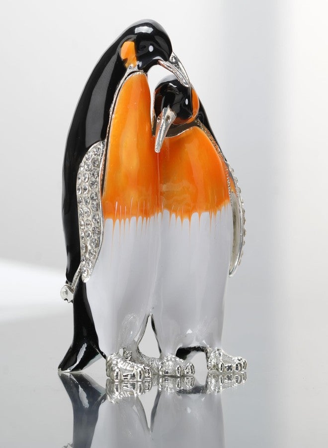 SEVENBEES Hand Painted Enameled Penguin Figurine Jewelry Trinket Box Ring Holder Dresser Decoration - Image 2